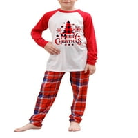 Семейство sprifallbaby съвпадение на червена коледна пижама, букви за печат с дълги ръкави с дълги ръкави + панталони с модели за спално облекло