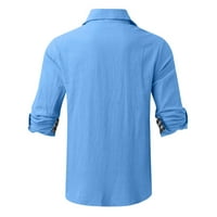 Мъже ежедневна памучна риза с дълъг ръкав хипи ежедневни плажни тениски с блуза за копче