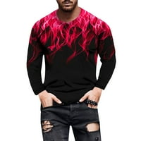 Спестявания Мъжки тениска Небрежни градиентни върхове Огън Графична 3D риза за печат кръг на врата пуловер с къс ръкав върхове летни уютни дрехи класически основни ризи за мъже червени xxl