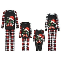 Келаджуан коледна пижама за семейство дълъг ръкав Санта шапка ботуши за печат + карирани панталони комплект зимно спално облекло