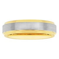 Мъжки двуцветен Волфрам стъпка ръб Сатен сватбен пръстен - Сватбена халка