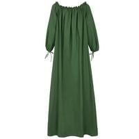 Жени плюс размер ежедневно небрежно отворено рамо реколта рокля бохо макси рокля, зелена