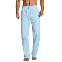 Б91хз тренировка панталони за мъже мъжки ежедневни твърди панталони кратко Пълна дължина прав панталон кратко Шнур джоб мода панталони светло синьо, размер шнур