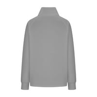 Якета за клирънс за жени за жени просвет под хлабав чист цвят дълъг ръкав върхове с цип блуза с джобни якета за суичър