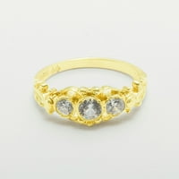 Британски направени 14k жълто злато кубичен циркония женски изречен пръстен - Опции за размер - размер 8