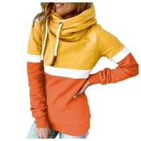 HGW качулки за жени цвят съвпадащи пуловер качулки суичър пуловер костенурка върхове оранжеви 3xl