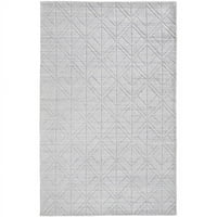 Homeroots ft. Бяла и сребърна раирана ръчна тъкана правоъгълна площ килим