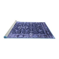 Ahgly Company Machine Pashable Indoor Square Oriental Blue Industrial Area Rugs, 3 'квадрат