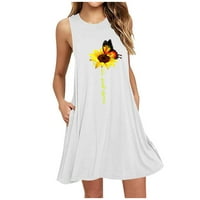 Клирънс kunpeng женска летна рокля без ръкави отпечатани midi white xxxl