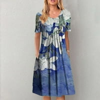 FOPP продавач Женски лятна ежедневна рокля MIDI Лятна кратка ръкав флорални печат рокли плаж