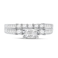 10kt бяло злато принцеса диамантен булчински сватбен пръстен лента комплект cttw