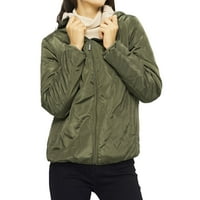 Женско яке солиден цвят и дебела есен зима с качулка с цип памучно яке зелено s