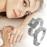 Skpblutn пръстени за жени момичета популярни луксозни бижута с двоен слой луксозни блестящи корона циркон комплект бижута сватбена годежа двойка съвпадащи пръстени подаръци