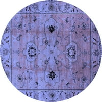 Ahgly Company Indoor Round Oriental Blue Industrial Area Rugs, 8 'Round
