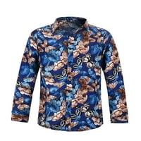 Бутон за мъжки ризи на Sanviglor надолу по върхове блуза с дълъг ръкав единична риза с туника с гърди работа синя пеперуда xxl