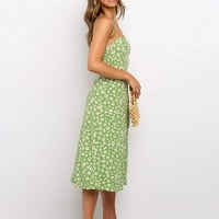 Allowith Maxi, ежедневни рокли за жени, лято, зелено, жени модни ежедневни печат на цветя тънки плажни каишки рокля суспендер