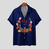 Хавайска риза Odeerbi за мъже Графични плажни ризи Небрежно удобен великденски печат плот с къс ръкав Ревел блуза бяло
