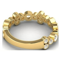 Уникален диамантен пръстен безел, 14к Златен ръчно изработен пръстен, пръстен от масивно злато, сватбен пръстен