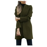 Палто за жени дамски дълъг ръкав космат отворен фронт къса жилетка костюм яке солидно палто модна гащеризма