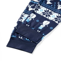 Suanret Christmas Family Съвпадащи пижами зададени букви от печат върхове ивица снежен човек панталони заспиване на нощни дрехи pjs синя мама-xl