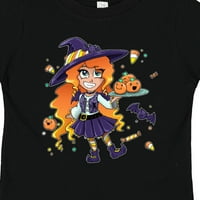Inktastic Halloween Candy Corn Witch With Pumpkins Gift Toddler Boy или Thddler Girl тениска