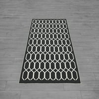 Santorini Black Cream Geometric Modern Contemporary Area Rug Tapis килим за хол Спалня Кухня
