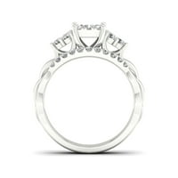 5 8кт ТДВ диамант 10к Бяло Злато клъстер Булчински пръстен комплект