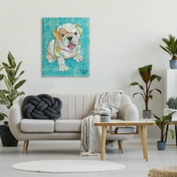 Ступел индустрии кученце куче вихър модел смесени Ефемера колаж живопис галерия увити платно печат стена изкуство, дизайн от Лиза Моралес