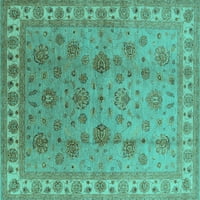 Ahgly Company Indoor Rectangle Oriental Turquoise Blue Industrial Area Rugs, 6 '9'
