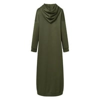 Дамски модни Плътен цвят Дълъг ръкав Случайни О врата суитчър рокля Дамски качулки & Суитчъри зелен хл