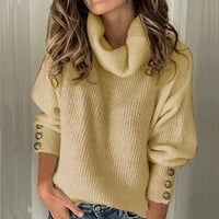 Плетен подрязан пуловер тънък пуловер уютен водолаг, забавен коледни пуловерни върхове за жени ежедневни есен