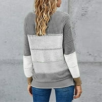 Riforla пуловери за жени ежедневни свободни годни приспособления с дълъг ръкав твърд цвят екипаж страничен цеп