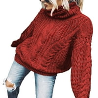 Sanviglor жени джъмпер върхове с висока врата пуловер с дълъг ръкав плетен пуловери Плетене на пуловер Празнично кафе S