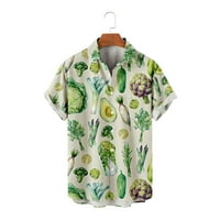 Мъжки ризи с къс ръкав Бутон надолу Хавайски случайни фестивал на храната отпечатан отпечатан плажна риза лято редовен годни Топ 4ХЛ