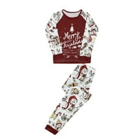 Absuyy Family Съвпадащи пижами комплекти- Коледни мъже Модни снежен човек печат топ панталони костюм червен размер XL