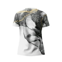 Дамски върхове с къс ръкав графични щампи блуза ежедневни дами летни туники върхове v-образни модни сиви s