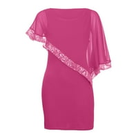Дамски рокли мини къси ежедневни печатни Ръкав А-линия кръгло деколте лятна рокля розова 5хл