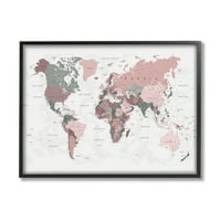 Ступел индустрии света карта шарени води монохромни розови региони новост Живопис черна рамка изкуство печат стена изкуство, 20, дизайн от градски Богоявление