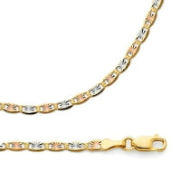 Солидна 14k жълта бяла розова злато колие Valentino Chain Diamond Cut Thin Multi