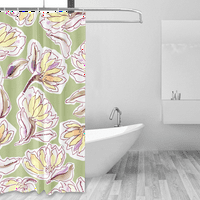 Завеса за душ, красива растение декорация на баня полиестер завеса за душ с куки за душове за баня и вани