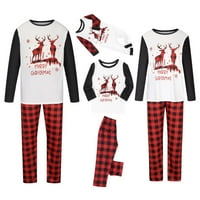 Absuyy Family Съвпадащи пижами комплекти- домашно облекло Коледа бебе деца отпечатани отпечатани топ+панталони, съвпадащи пижами комплект червен размер 2t
