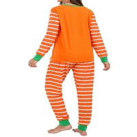 Хелоуин Семейство Съвпадаща пижама комплект тиквен принт върхове дълги панталони празнични шезлонги за сън за сън за възрастни деца бебе