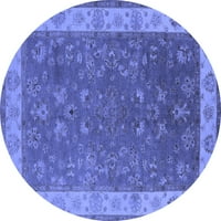 Ahgly Company Machine Pashable Indoor Round Oriental Blue Traditional Area Cugs, 5 'Round