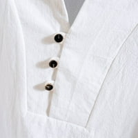 Hanas Men's Baggy памучно бельо джобно солидна ретро тениски с къс ръкав отгоре