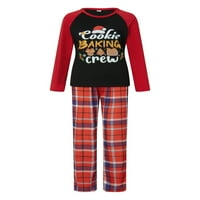 Коледни семейни пижами съвпадащи комплекти върхове с дълъг ръкав и карирани панталони заспиване